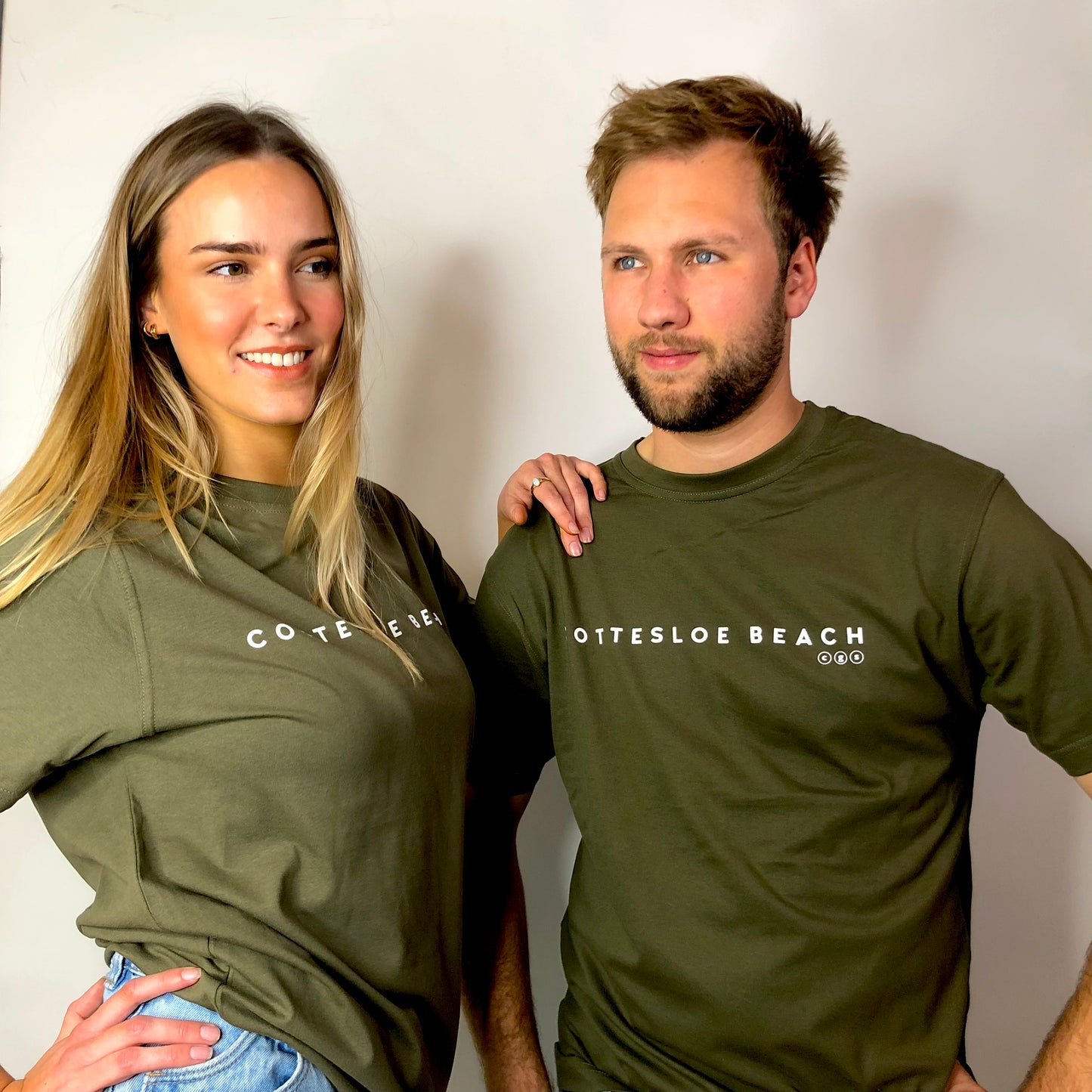 Khaki Unisex T-shirt - White Text