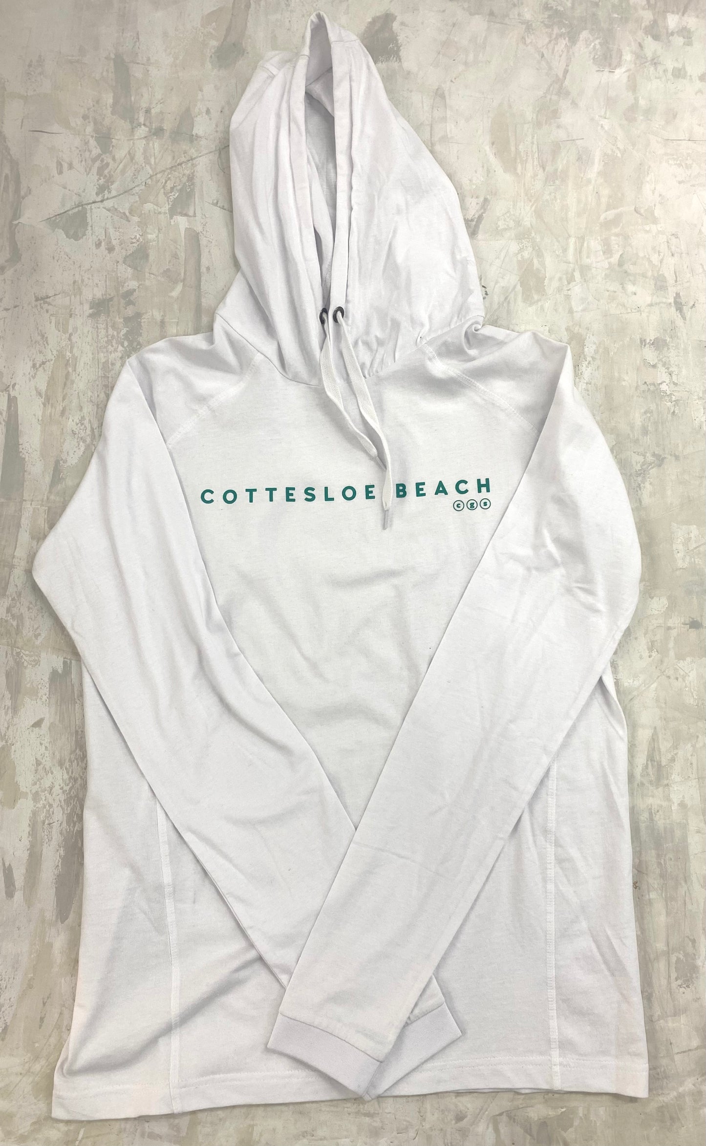 White Hooded T-Shirt - Green Text