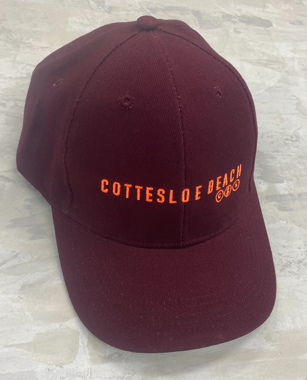 Maroon Cap - Orange Text