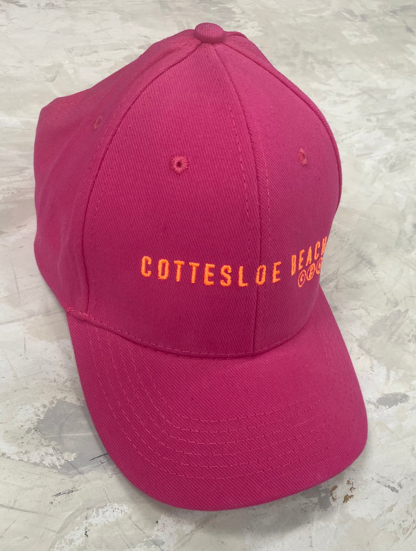 Hot Pink Cap - Orange Text