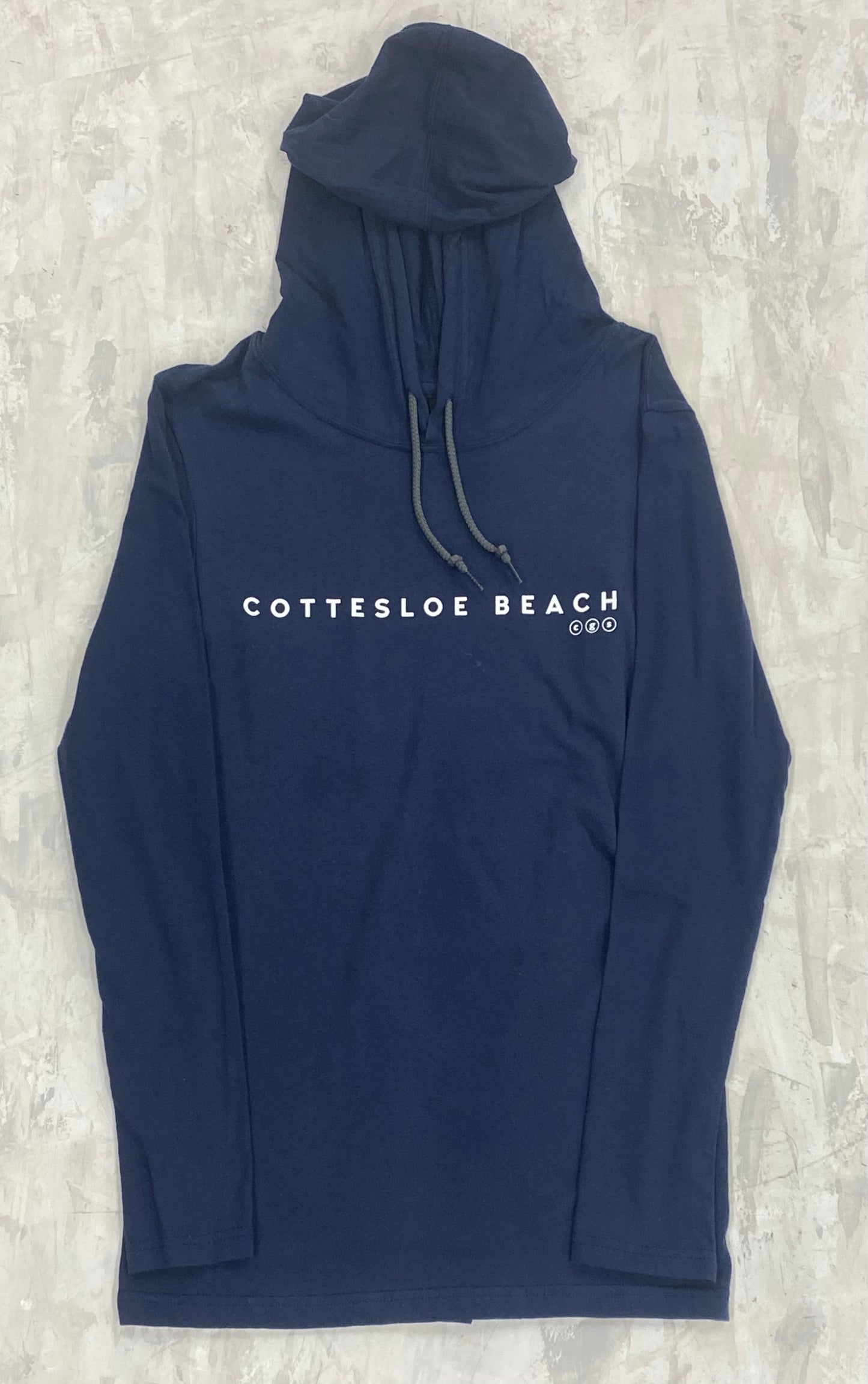 Navy Hooded T-Shirt - White Text
