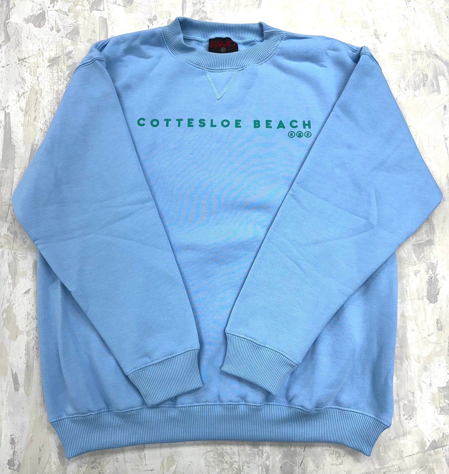 Sky Blue Unisex Crew Neck - Green Text