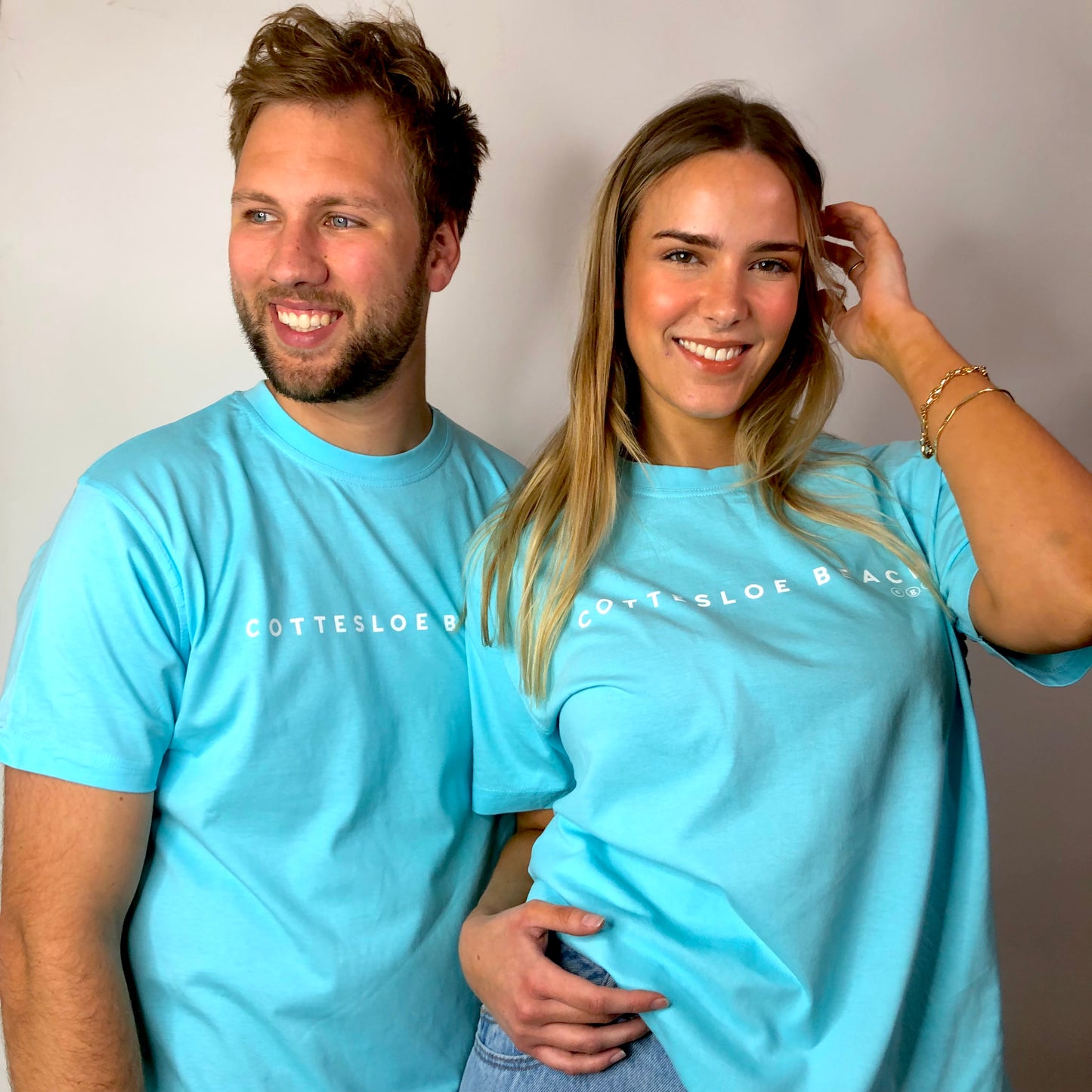 Aqua Blue Unisex T-shirt - White Text