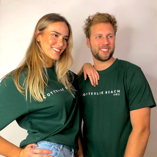 Bottle Green Unisex T-shirt - White Text