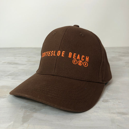 Brown Cap -  Fleuro Orange Text