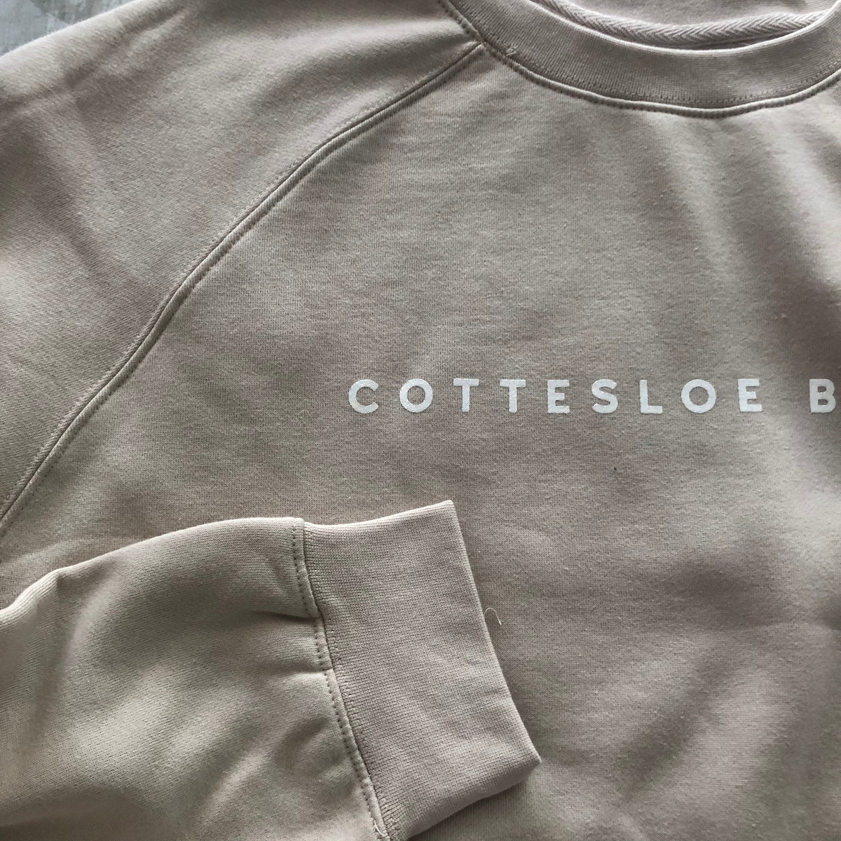Natural Premium Unisex Crew Neck - Black Text