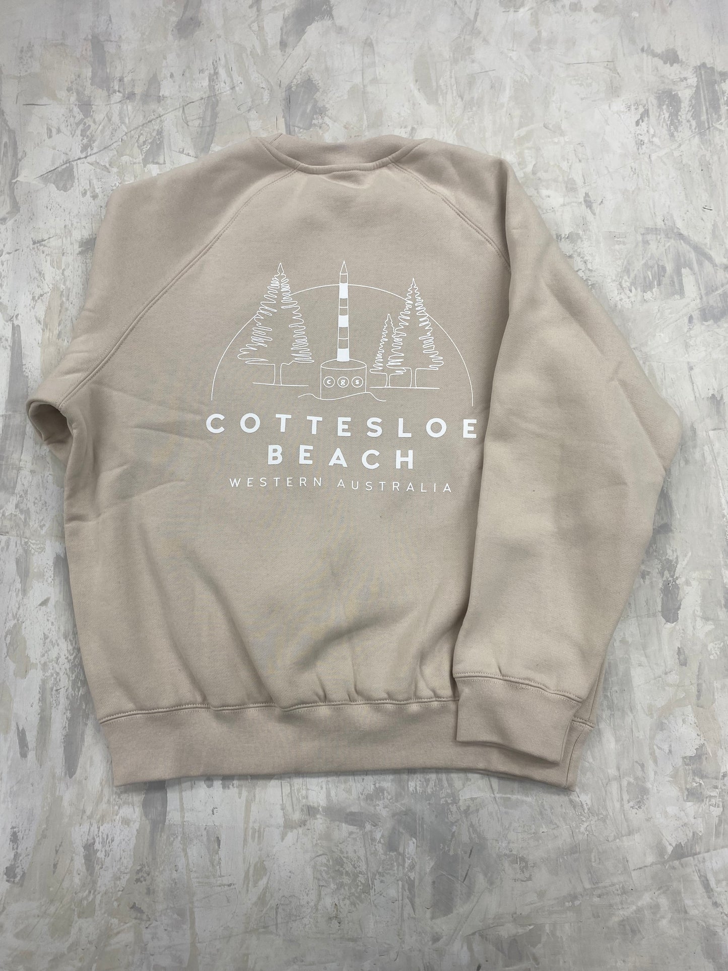 Natural Premium Unisex Back Logo Crew Neck - White Logo