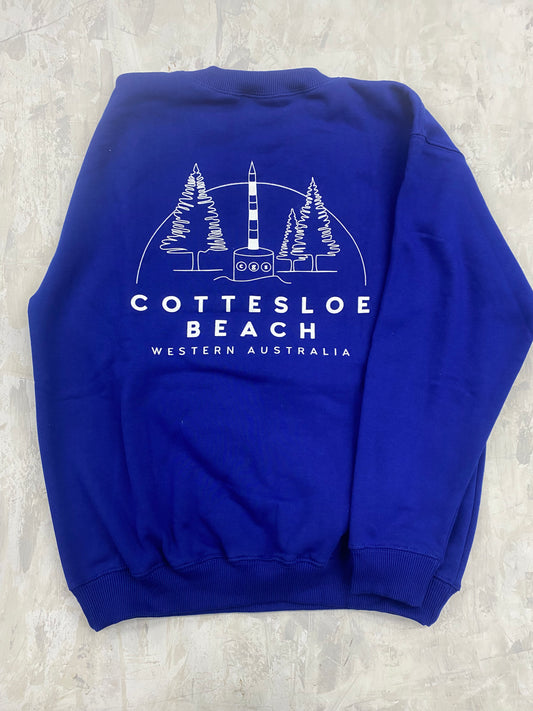 Royal Blue Unisex Back Logo Crew Neck - White Logo