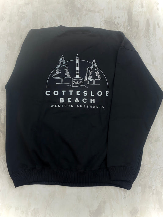 Black Unisex Back Logo Crew Neck - White Logo