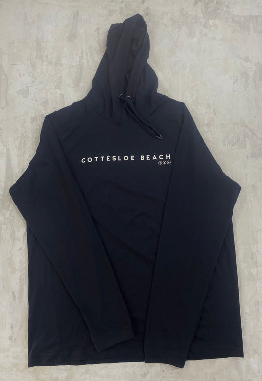 Black Hooded T-Shirt - White Text