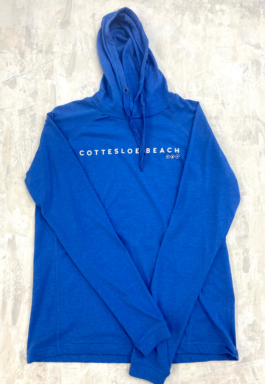 Royal Blue Marle Hooded T-Shirt - White Text