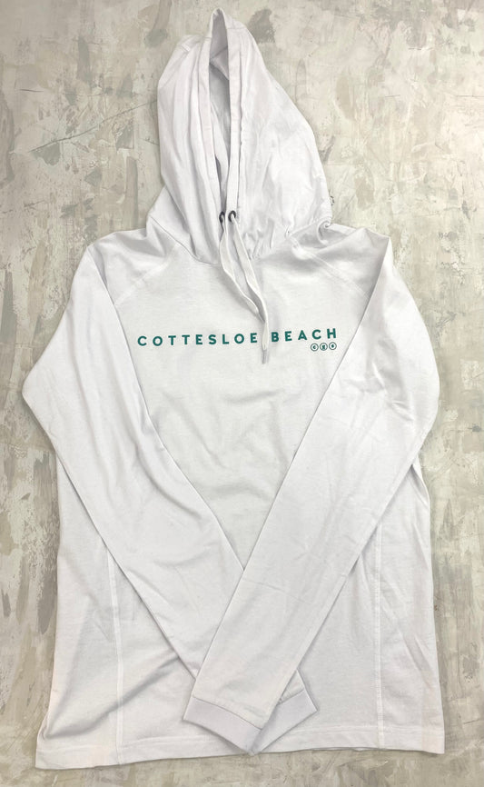 White Hooded T-Shirt - Green Text