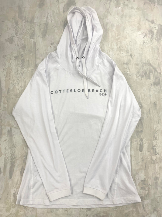White Hooded T-Shirt - Grey Text