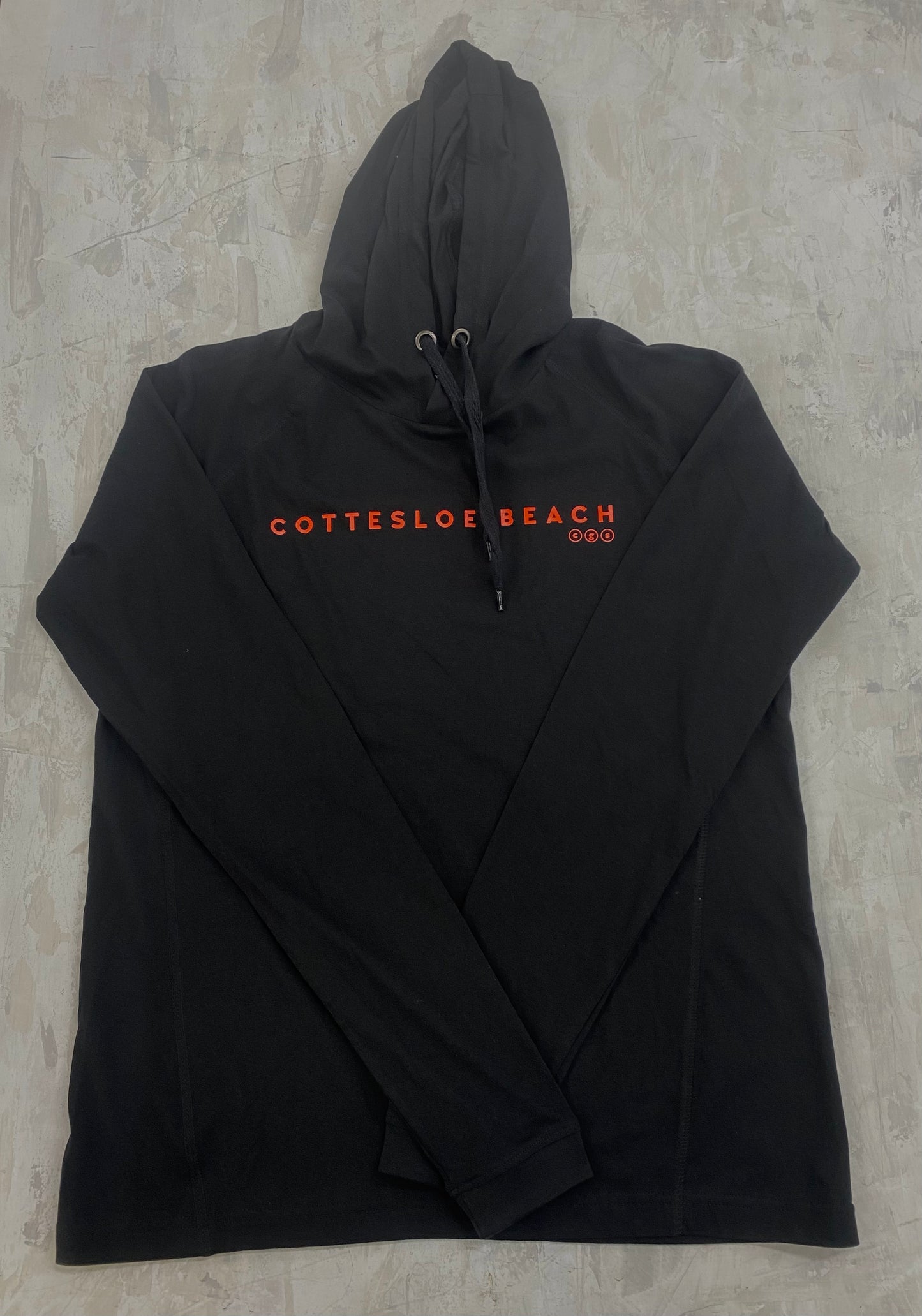 Black Hooded T-Shirts - Orange Text