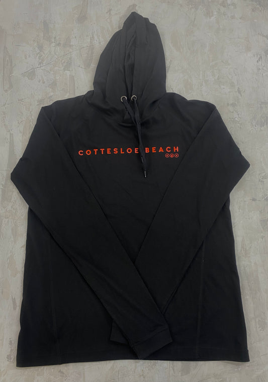 Black Hooded T-Shirts - Orange Text