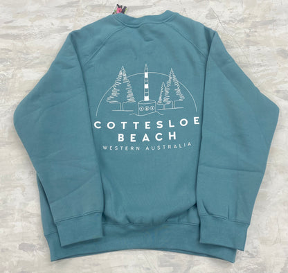 Slate Green Unisex Back Logo Crew Neck - White Logo