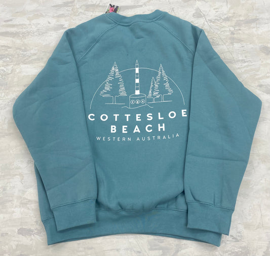 Slate Green Unisex Back Logo Crew Neck - White Logo