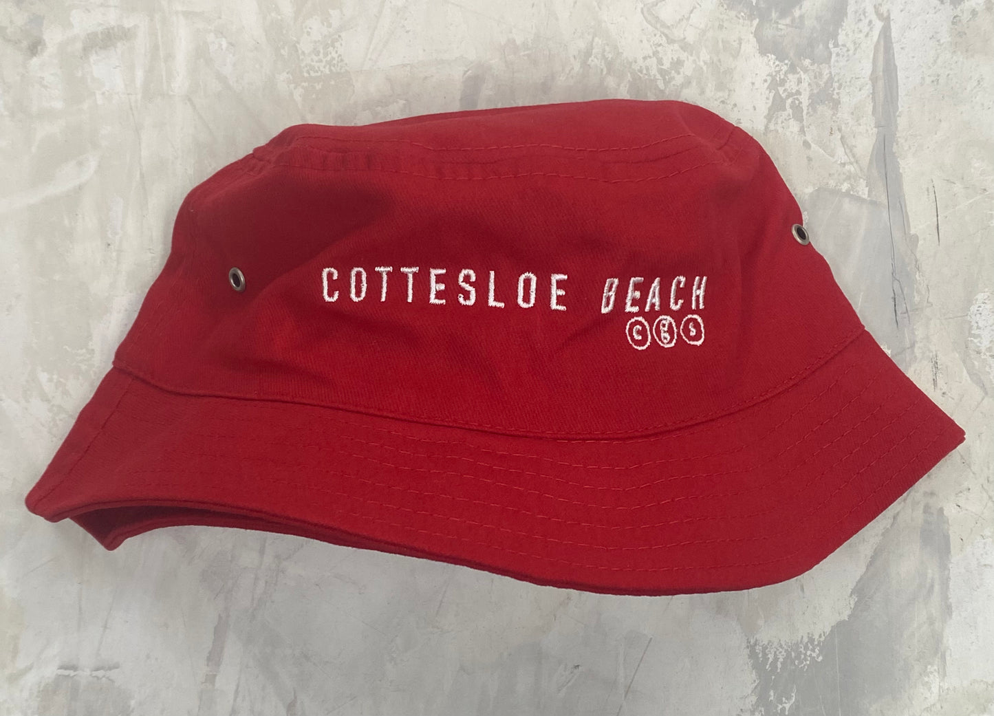Red Bucket Hat - White Text