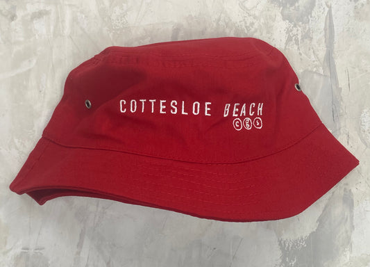 Red Bucket Hat - White Text