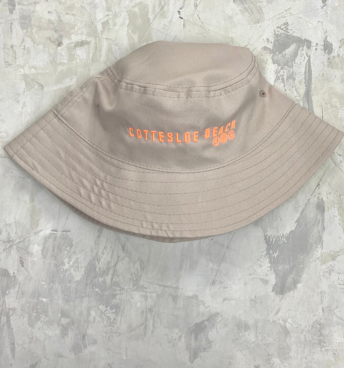 Natural Bucket Hat - Orange Text