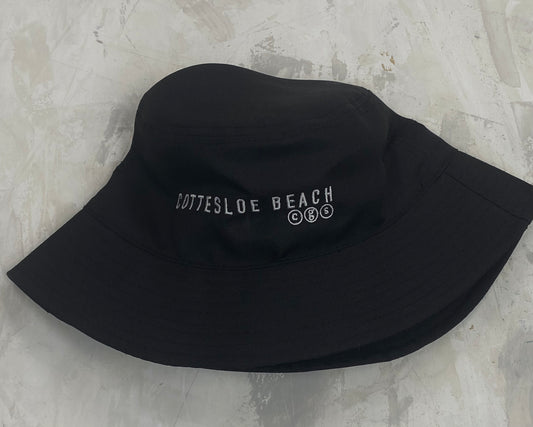 Black Bucket Hat - White Text