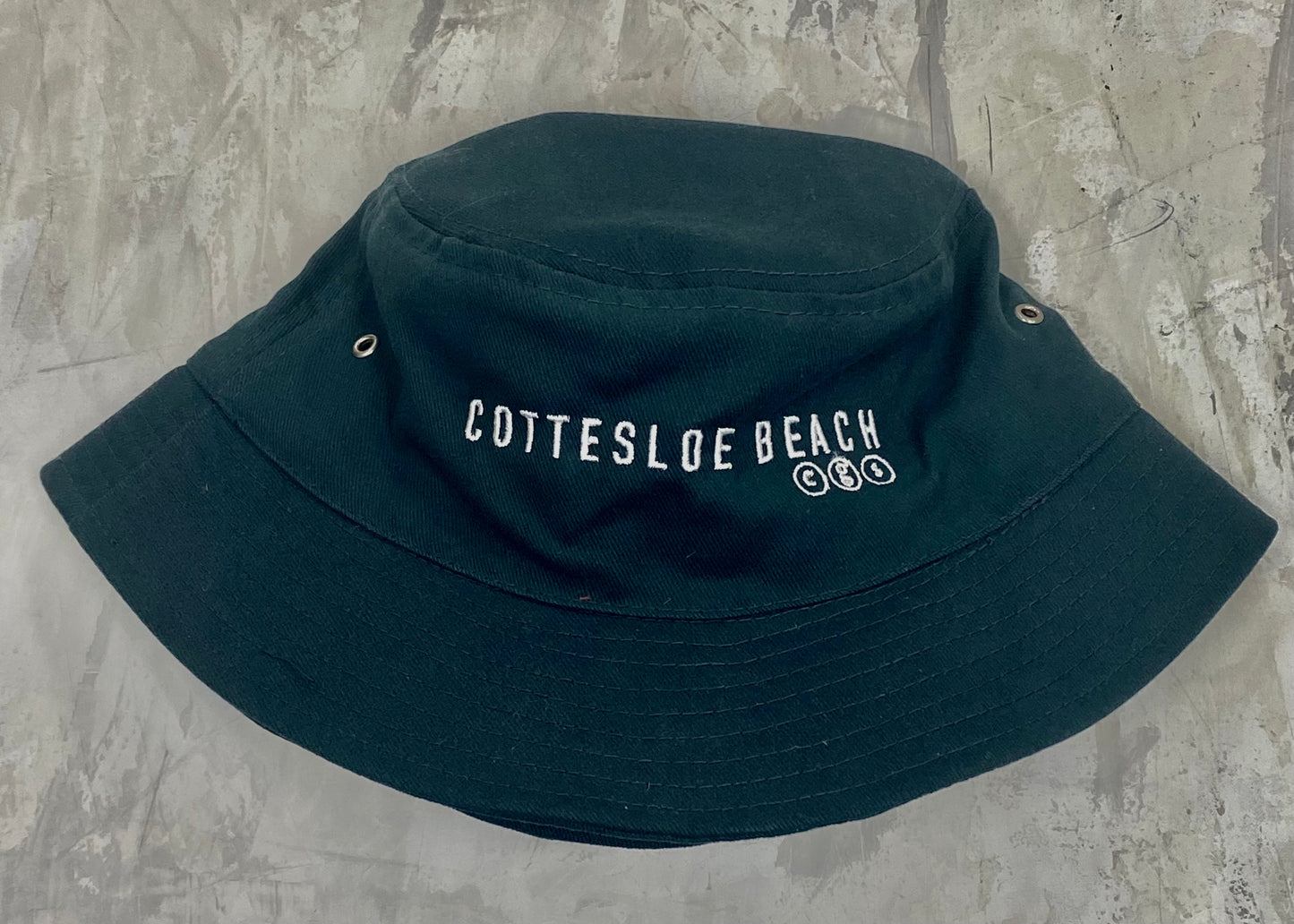 Bottle Green Bucket Hat - White Text
