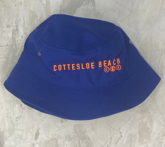 Royal Blue Bucket Hat - Orange Text
