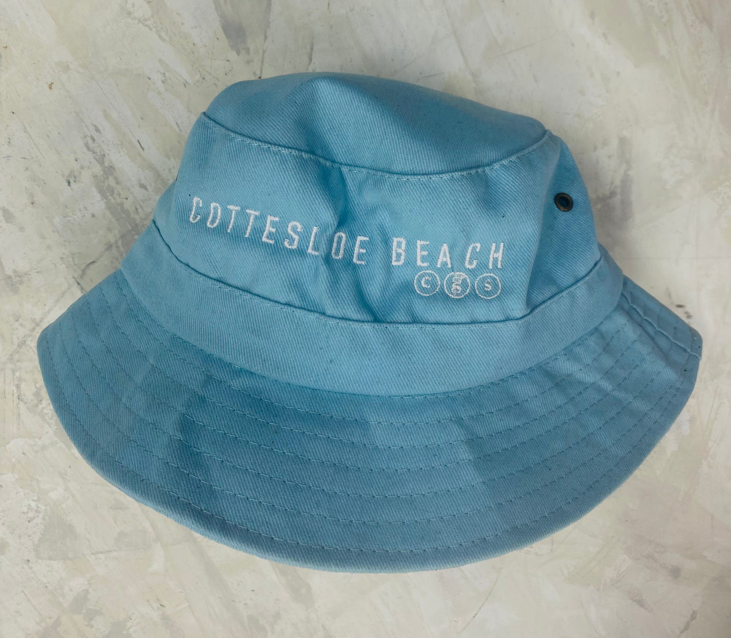 Cyan Bucket Hat - White Text