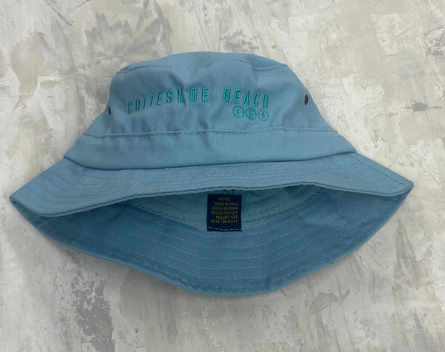 Cyan Bucket Hat - Aqua Text