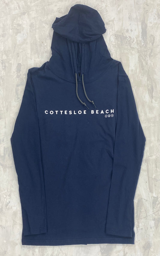 Navy Hooded T-Shirt - White Text