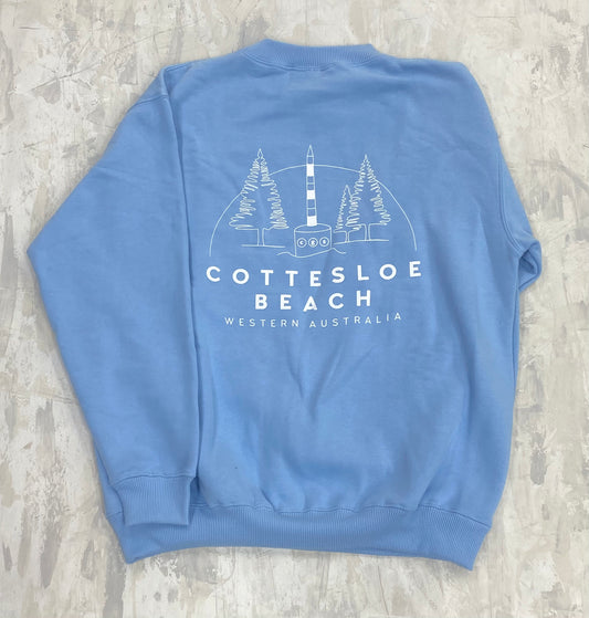Sky Blue Unisex Back Logo Crew Neck - White Logo