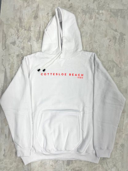 White Unisex Hoodie - Orange Text