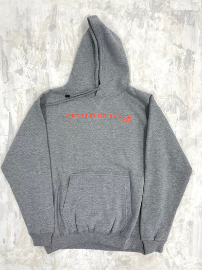 Grey Marle Unisex Hoodie - Orange Text
