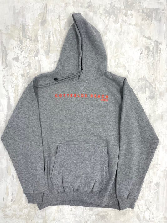 Grey Marle Unisex Hoodie - Orange Text