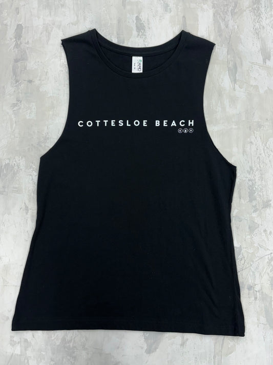 Black Muscle Tee - White Writing