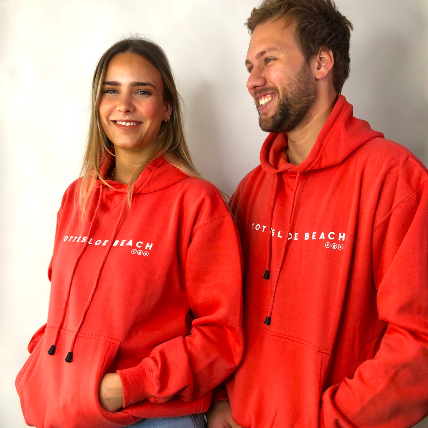 Coral Unisex Hoodie - White Text