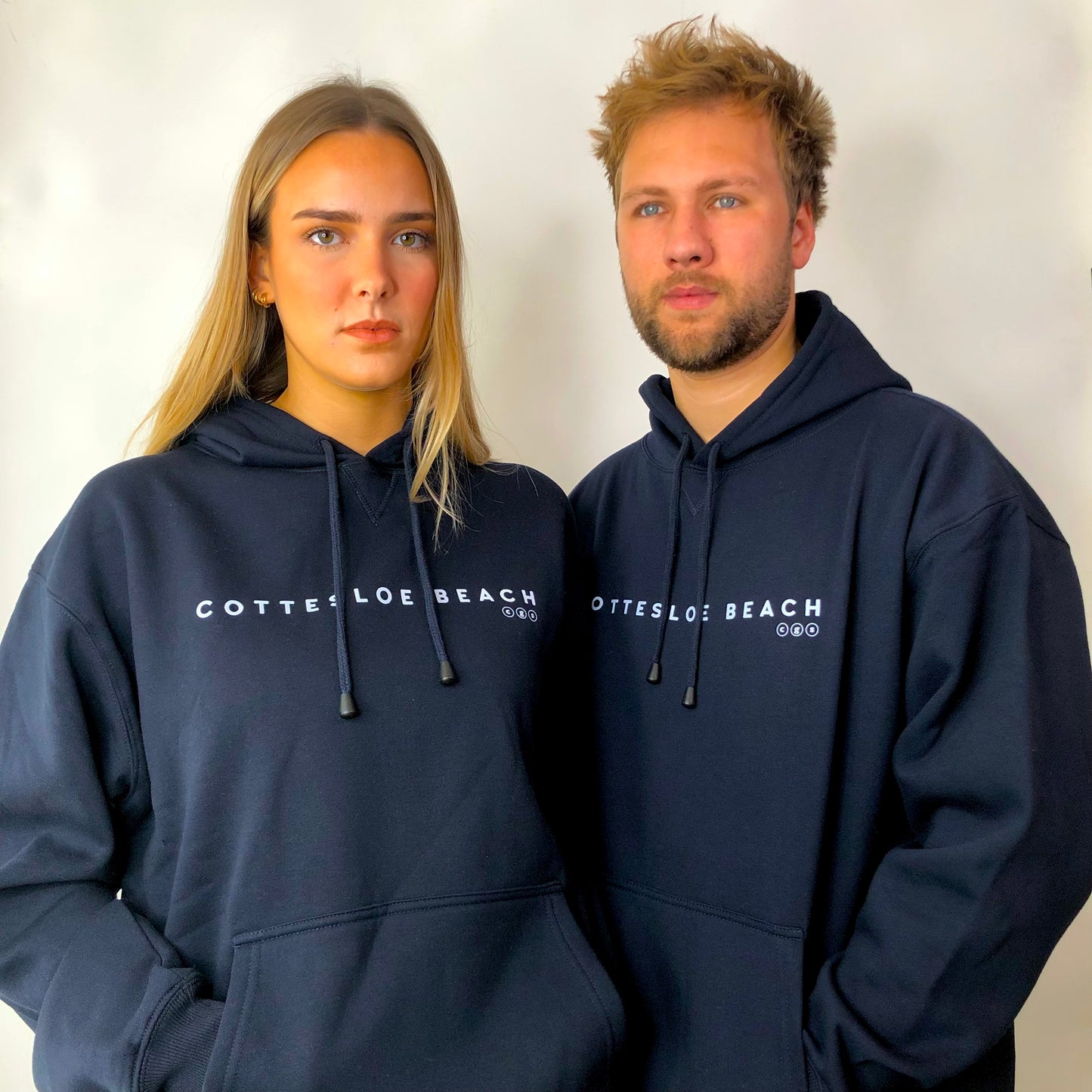 Navy Unisex Back Logo Hoodie - White Text