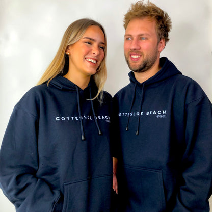 Navy Unisex Back Logo Hoodie - White Text