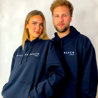 Navy Unisex Back Logo Hoodie - White Text
