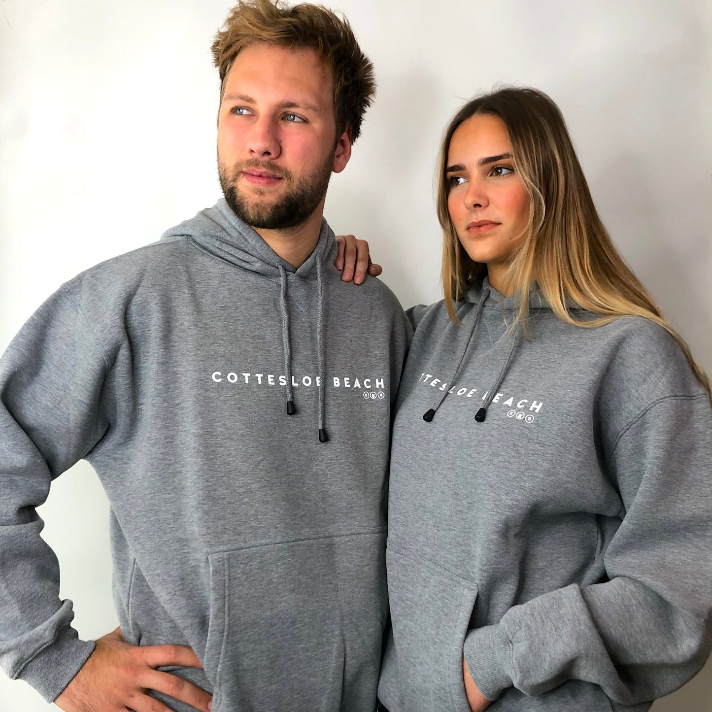 Grey Marle Unisex Hoodie - White Text