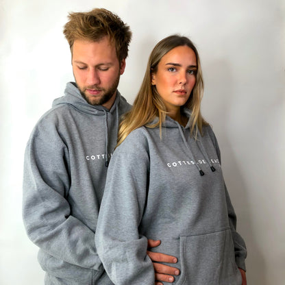 Grey Marle Unisex Hoodie - White Text