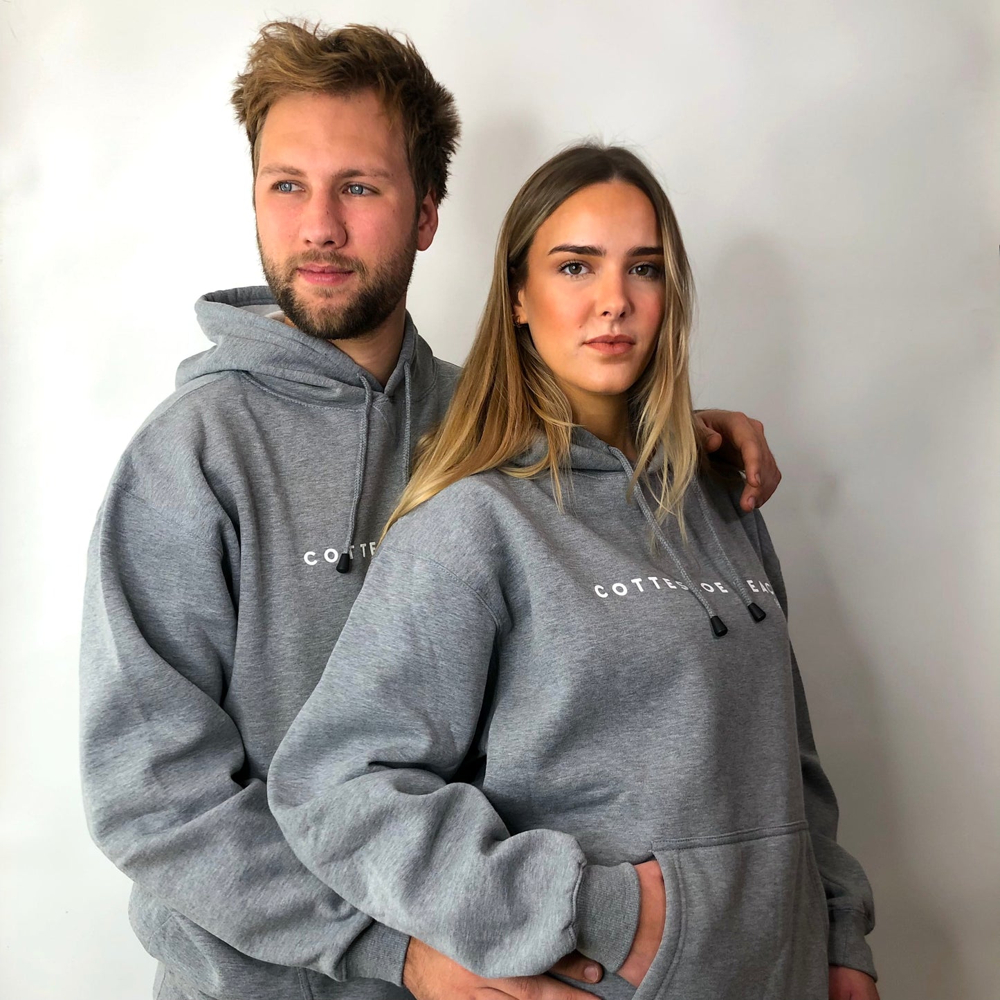Grey Marle Unisex Hoodie - White Text