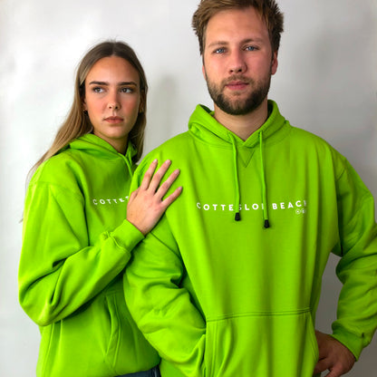 Lime Green Unisex Hoodie - White Text