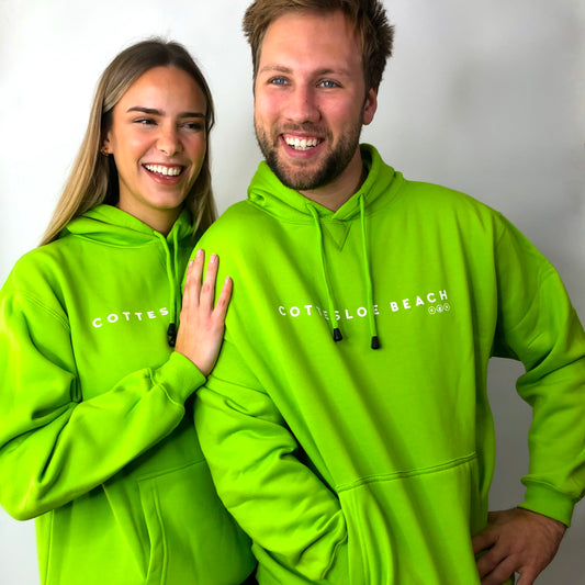 Lime Green Unisex Hoodie - White Text