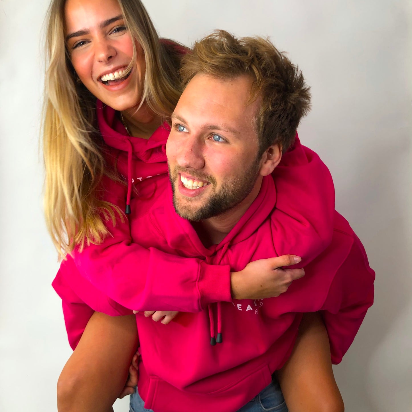 Hot Pink Unisex Hoodie - White Text