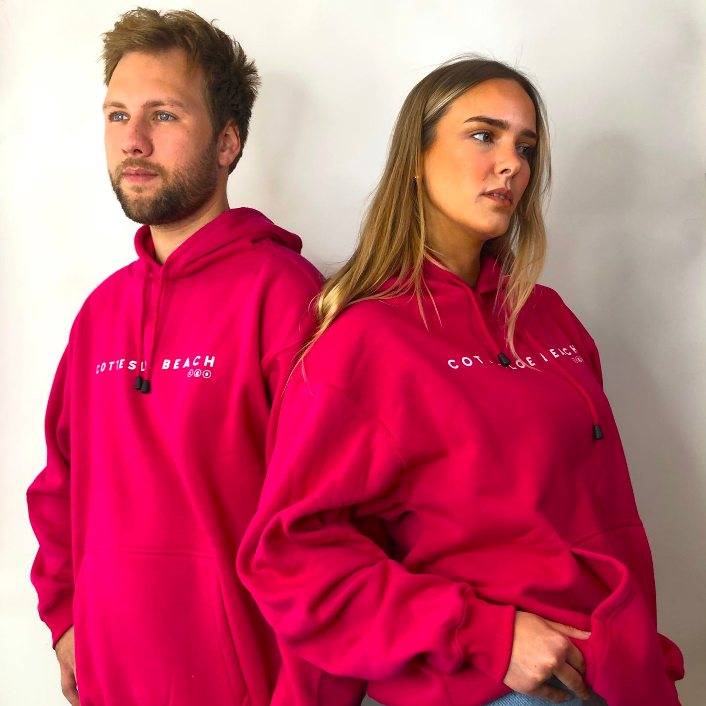 Hot Pink Unisex Hoodie - White Text