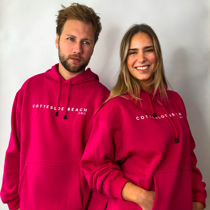 Hot Pink Unisex Hoodie - White Text