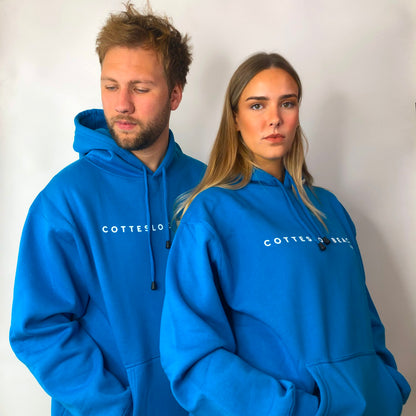 Azure Blue Unisex Hoodie - White Text