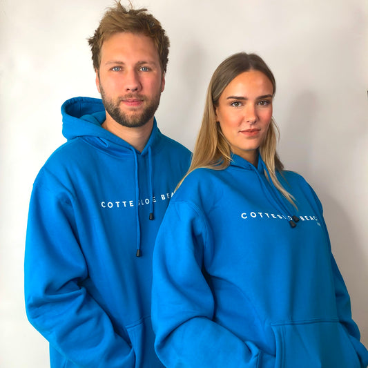 Azure Blue Unisex Hoodie - White Text