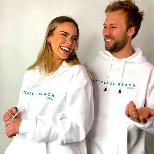 White Unisex Hoodie - Green Text